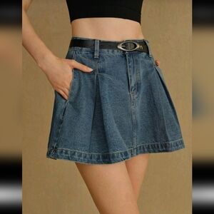 MOTF Denim Mini Skirt with Black Belt – New – Size L